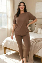 Load image into Gallery viewer, In Her Cozy Era Microfiber Loungewear Set in Brown
