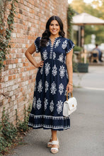 Load image into Gallery viewer, Heritage Charm Notched Midi Dress
