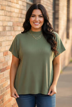 Load image into Gallery viewer, Enchanté Ribbed Mock-Neck Knit Short Sleeve Boxy Sweater
