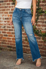 Load image into Gallery viewer, Weekend Retreat Hem Distressed Mid Rise Straight Jeans
