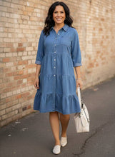 Load image into Gallery viewer, Morning Coffee Denim Midi Dress
