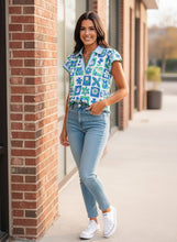 Load image into Gallery viewer, Botanical Block Cap Sleeve Blouse
