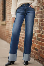 Load image into Gallery viewer, RISEN Mid Rise Wide Straight Jeans With Wide Cuff

