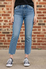 Load image into Gallery viewer, JUDY BLUE Mid Rise Vintage Wash Destroy Hem Kick Flare Jeans
