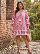 Load image into Gallery viewer, Sunset Garden Tassel Tie Neck Mini Dress (multiple color options)
