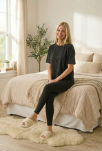 Load image into Gallery viewer, In Her Cozy Era Microfiber Loungewear Set in Black
