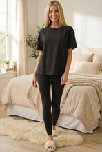 Load image into Gallery viewer, In Her Cozy Era Microfiber Loungewear Set in Black

