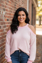 Load image into Gallery viewer, Luna Lane Cold-Shoulder Waffle Top
