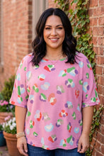 Load image into Gallery viewer, Colorful Leopard Print Waffle Knit Top in Pink
