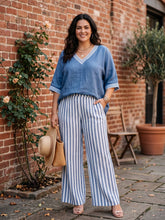 Load image into Gallery viewer, Morning Mission Striped V-Neck Top and Wide Leg Pants Set (2 color options)
