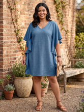 Load image into Gallery viewer, Coastal Cascade Flowy Sleeve V-Neck Casual Mini Dress (multiple color options)
