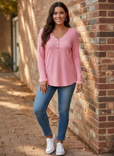 Load image into Gallery viewer, Bistro Cozy Waffle Knit Henley (multiple color options)
