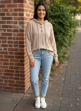 Load image into Gallery viewer, Coffee At The Cabin Button-Front Hoodie (multiple color options)
