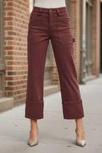 Load image into Gallery viewer, RISEN High Rise Wide Straight Cuffed Patch Jeans
