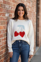 Load image into Gallery viewer, Two Hearts That Beat As One Cherry Knitted Valentine Sweater Top

