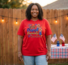Load image into Gallery viewer, Flip flops, Fireworks, &amp; Freedom Graphic T-Shirt
