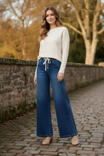 Load image into Gallery viewer, RISEN Mid Rise Wide Side Pintuck Jeans with Front Drawstring
