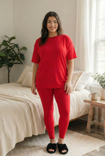 Load image into Gallery viewer, In Her Cozy Era Microfiber Loungewear Set in Red

