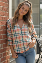 Load image into Gallery viewer, Peachy Picnic Plaid Top
