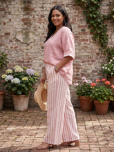 Load image into Gallery viewer, Morning Mission Striped V-Neck Top and Wide Leg Pants Set (2 color options)
