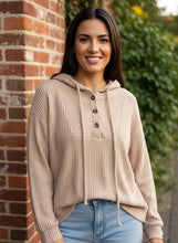 Load image into Gallery viewer, Coffee At The Cabin Button-Front Hoodie (multiple color options)
