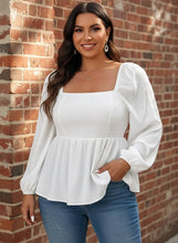 Load image into Gallery viewer, Avenue Elegance Square Neck Peplum Blouse

