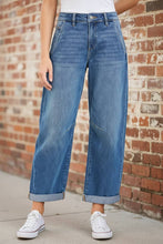 Load image into Gallery viewer, RISEN Slouchy Cropped Barrel Jeans With Cuffed Hem
