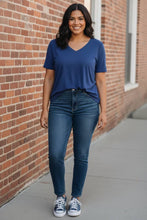 Load image into Gallery viewer, Daybreak In Malibu V-Neck Tee in Navy
