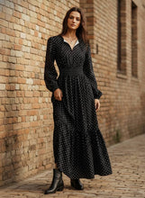Load image into Gallery viewer, Midnight Muse Polka Dot Maxi Dress
