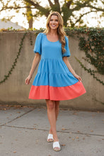Load image into Gallery viewer, Harbor &amp; Hue Tiered Mini Dress in Sky Blue
