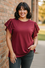 Load image into Gallery viewer, Everly Eyelet Ruffle-Sleeve Cotton Blouse (multiple color options)
