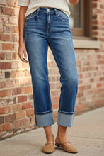 Load image into Gallery viewer, RISEN High Rise Straight Jeans with Distressed Hem
