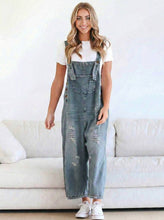 Load image into Gallery viewer, Retro Renegade Wide Leg Distressed Overalls (multiple color options)
