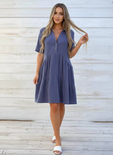 Load image into Gallery viewer, French Market Tiered Button-Front Dress (multiple color options)
