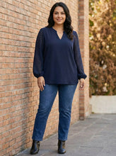 Load image into Gallery viewer, Luna Lattice Notched Balloon-Sleeve Blouse (multiple color options)
