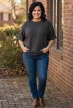 Load image into Gallery viewer, Textured Horizon Hi-Low Double Knit Tee in Black
