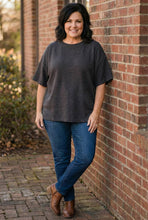 Load image into Gallery viewer, Textured Horizon Hi-Low Double Knit Tee in Black
