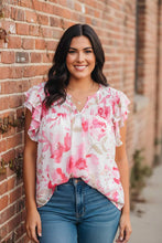 Load image into Gallery viewer, Vivid Valley Floral Print Flutter Sheer Top
