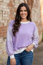 Load image into Gallery viewer, Mix and Match Sweatshirt with Floral Sleeve Striped
