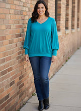 Load image into Gallery viewer, Basic Flare V-Neck Lantern Sleeve Top (multiple color options)
