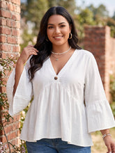 Load image into Gallery viewer, Wait for Me V-Neck Bell Sleeve Blouse (multiple color options)
