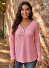 Load image into Gallery viewer, Bistro Cozy Waffle Knit Henley (multiple color options)
