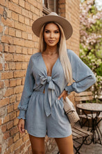 Load image into Gallery viewer, Share My Story Tie Front Romper (multiple color options)
