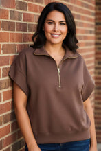 Load image into Gallery viewer, Power Play Scuba Half-Zip Top in Brown
