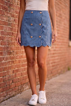 Load image into Gallery viewer, Sweetly Scalloped Denim Skirt
