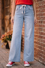 Load image into Gallery viewer, RISEN Elastic Band Slouchy Wide Jeans w/Drawstring

