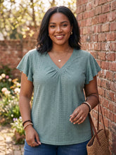 Load image into Gallery viewer, Sweet &amp; Feminine Eyelet Flutter Sleeve Top (multiple color options)
