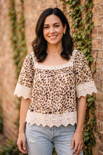Load image into Gallery viewer, Wildly Chic Leopard Lace Mix And Match Square Neckline Top
