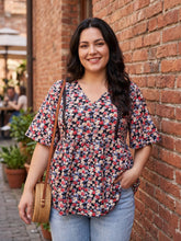 Load image into Gallery viewer, Garden Stroll Floral Print V-Neck Short Sleeve Blouse
