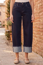 Load image into Gallery viewer, RISEN Slouchy Crop Barrel Cuffed Hem Jeans
